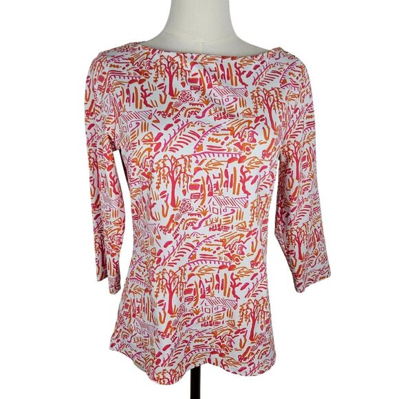 J. McLaughlin Tops - J. McLaughlin Top Small Catalina Cloth Pink Orange Village Print Career